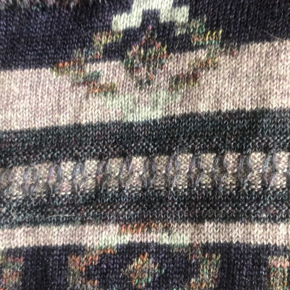 Vintage 90s Aztec Southwestern Wool Blend V-Neck Sweater XXL - Picture 5 of 9